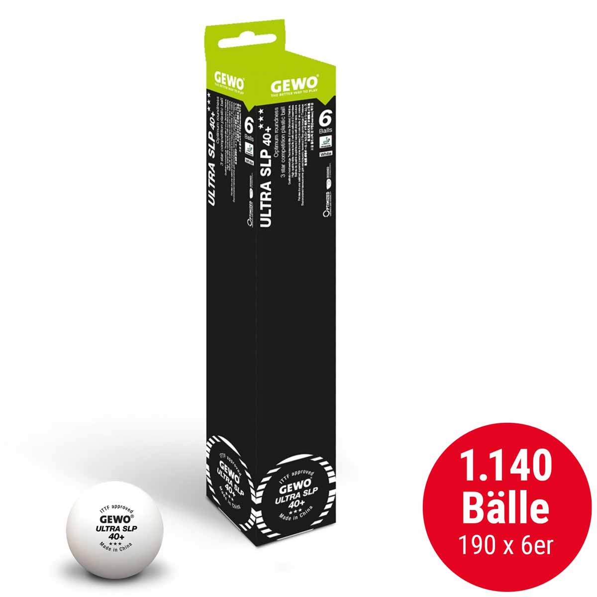 GEWO Ball Ultra SLP 40+ *** 190 x 6er weiß