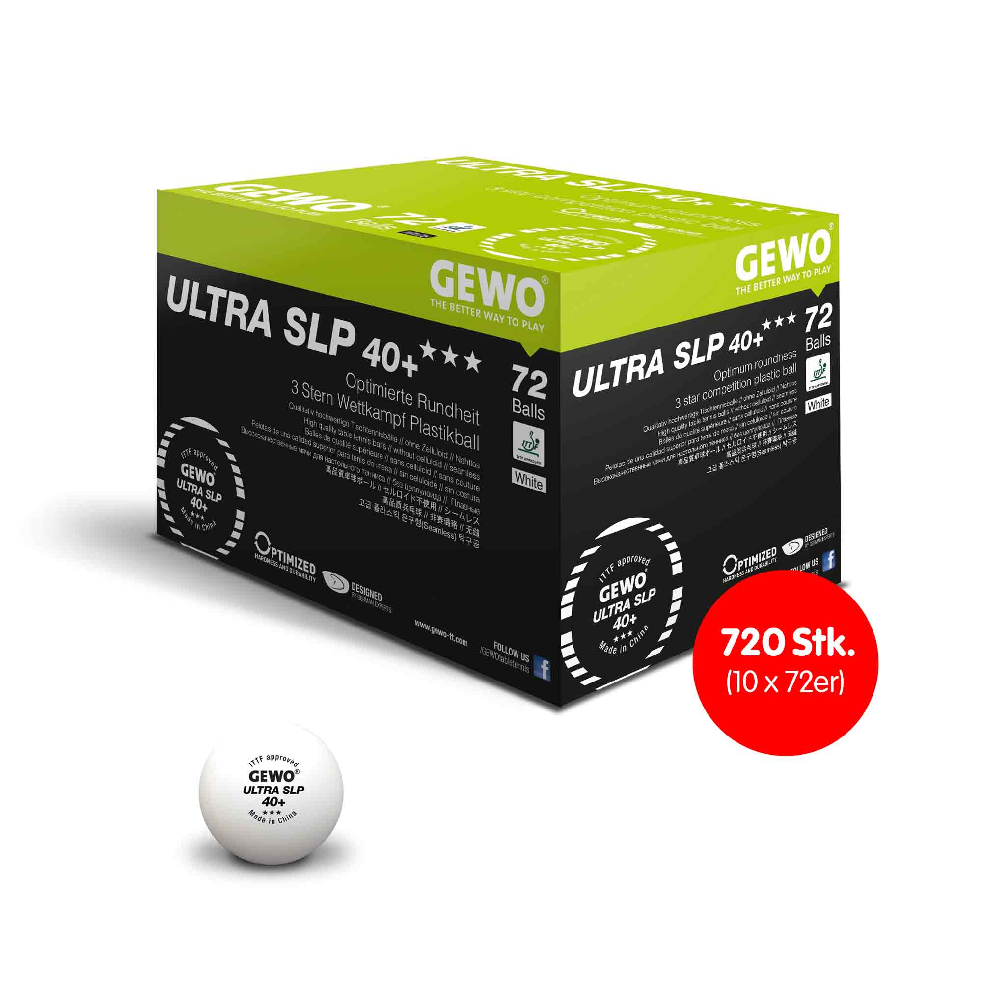GEWO Ball Ultra SLP 40+ *** 10 x 72er weiß