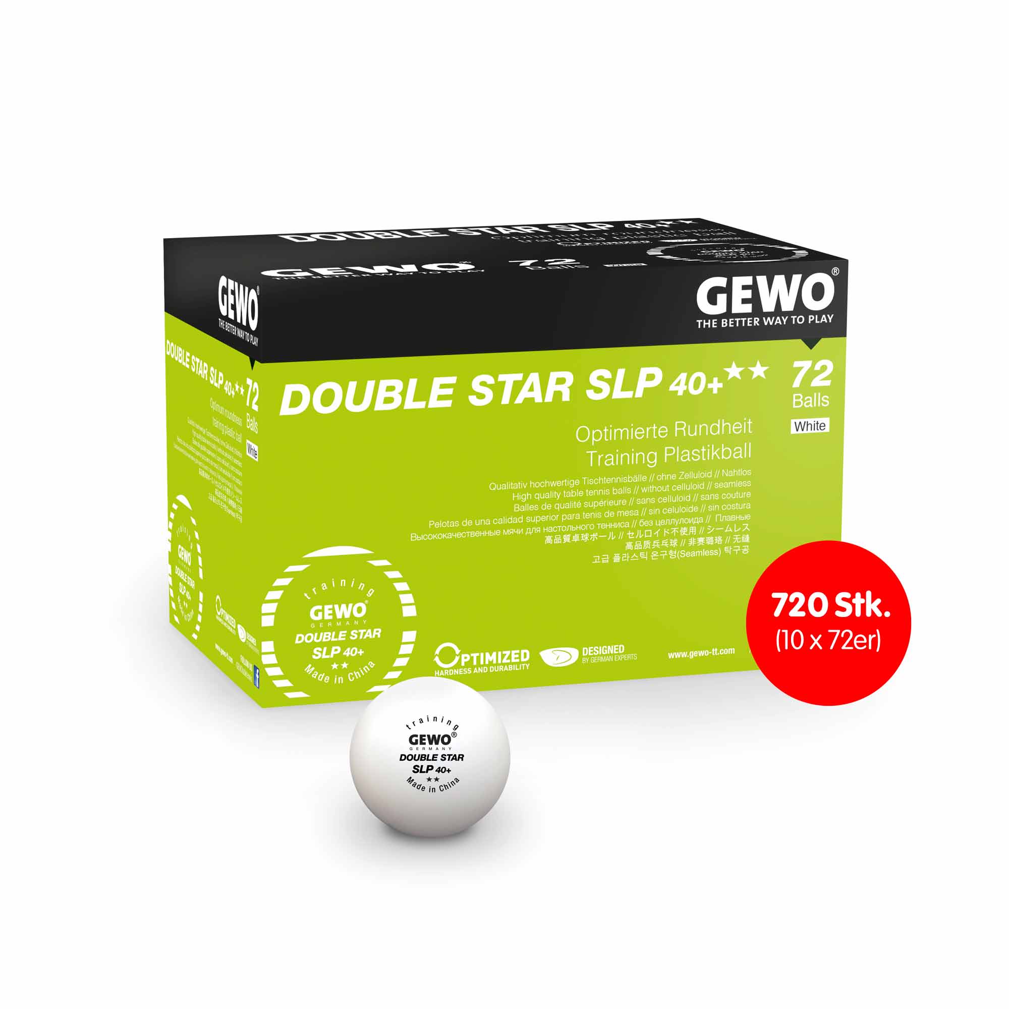 GEWO Ball Double Star SLP40+ 720 Stk. (10x 72er) weiß
